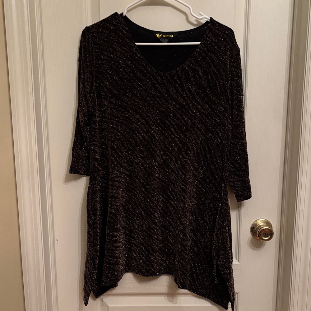 Valentina Elegant Black and Gold Women's Top size L